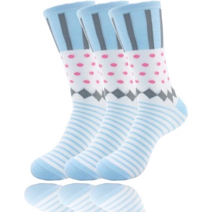 image:imageBambooMN Womens Rayon from Bamboo Fiber Colorful Polka Dot Stripe SocksLight Blue