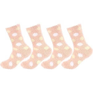 image:imageBambooMN Womens Soft and Cozy Fuzzy Crew Socks 4 Pairs01 Beige Pink
