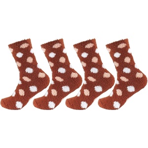 image:imageBambooMN Womens Soft and Cozy Fuzzy Crew Socks 4 Pairs04 Brown Pink