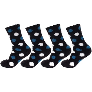 image:imageBambooMN Womens Soft and Cozy Fuzzy Crew Socks 4 Pairs05 Black Blue