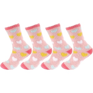 image:imageBambooMN Womens Soft and Cozy Fuzzy Crew Socks 4 Pairs14 Hearts Pink