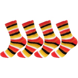 image:imageBambooMN Womens Soft and Cozy Fuzzy Crew Socks 4 Pairs25 Stripes Yellow
