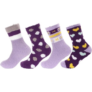 image:imageBambooMN Womens Soft and Cozy Fuzzy Crew Socks 4 PairsAsst K