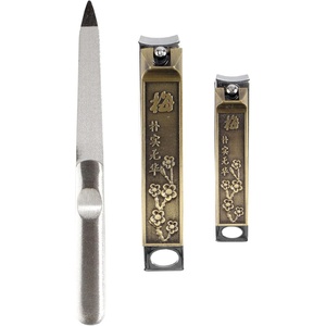 image:imageBrass Nail Clippers Set  4pc Nail Care Set  Orchid Flower Detailing  1 Set01 Plum