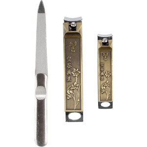 image:imageBrass Nail Clippers Set  4pc Nail Care Set  Orchid Flower Detailing  1 Set02 Orchid
