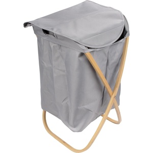 image:imageFoldable Bamboo Laundry Hamper with Lid  Decor Essentials for Any Room  Extra Large  Oval  WhiteGray