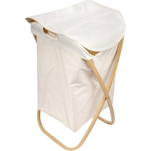 image:imageFoldable Bamboo Laundry Hamper with Lid  Decor Essentials for Any Room  Extra Large  Oval  WhiteWhite