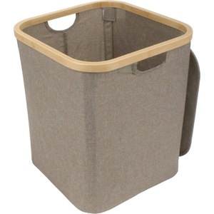 image:imageFoldable Bamboo Laundry Hamper with Lid  Decor Essentials for Any Room  Medium  Square  GrayBrown
