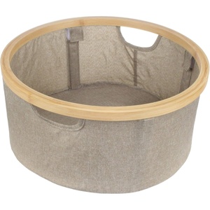 image:imageFoldable Bamboo Laundry Hamper without Lid  Decor Essentials for Any Room  Medium  Circular  GreenBrown