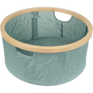 image:imageFoldable Bamboo Laundry Hamper without Lid  Decor Essentials for Any Room  Medium  Circular  GreenGreen