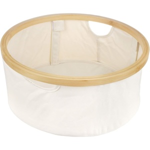 image:imageFoldable Bamboo Laundry Hamper without Lid  Decor Essentials for Any Room  Medium  Circular  GreenWhite