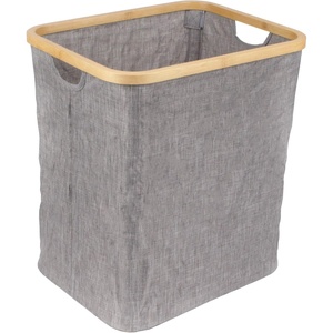 image:imageFoldable Bamboo Laundry Hamper without Lid  Decor Essentials for Any Room  Medium  Rectangular  BrownGray