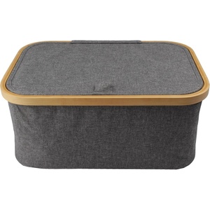 image:imageFoldable Bamboo Laundry Hamper without Lid  Decor Essentials for Any Room  Small  Rectangular  WhiteGrey with Lid