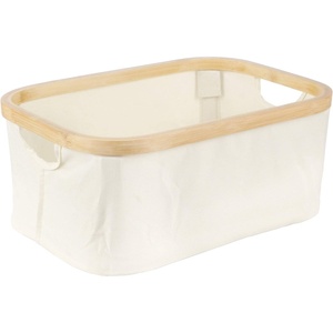 image:imageFoldable Bamboo Laundry Hamper without Lid  Decor Essentials for Any Room  Small  Rectangular  WhiteWhite