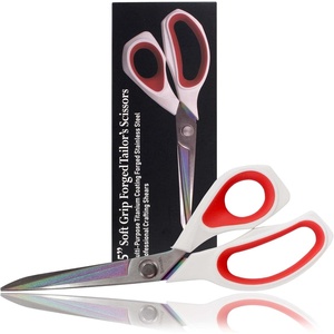 image:imageHeavy Duty Titanium Tailor Fabric Shears  95 Black wPurple  1 Unit85 Forged White With Red