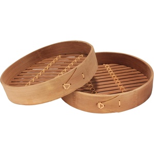 image:imageJiaozi MakerGyozaMandu Dumpling Steamer 8 Inch Bamboo Dim Sum or Bao Baozi Steamer Basket 2 Pieces