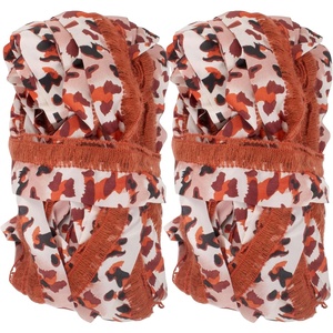 image:imageJubileeYarn 100gSkein Ruffle Chiffon Ribbon Yarn  Black Red Flora  2 Skeins06 Persian Orange