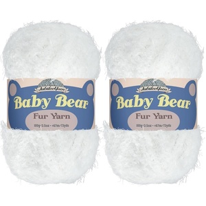image:imageJubileeYarn Baby Bear Yarn  100gSkein Chunky Polyester Faux Fur  Shades of Blue  4 Skeins01 White