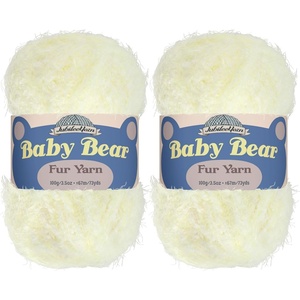 image:imageJubileeYarn Baby Bear Yarn  100gSkein Chunky Polyester Faux Fur  Shades of Blue  4 Skeins02 Ivory