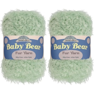 image:imageJubileeYarn Baby Bear Yarn  100gSkein Chunky Polyester Faux Fur  Shades of Blue  4 Skeins03 Tea Green
