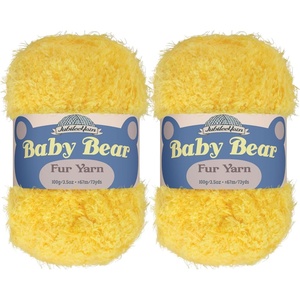 image:imageJubileeYarn Baby Bear Yarn  100gSkein Chunky Polyester Faux Fur  Shades of Blue  4 Skeins09 Yellow