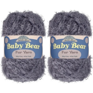 image:imageJubileeYarn Baby Bear Yarn  100gSkein Chunky Polyester Faux Fur  Shades of Blue  4 Skeins10 Smoke Grey