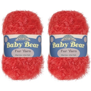 image:imageJubileeYarn Baby Bear Yarn  100gSkein Chunky Polyester Faux Fur  Shades of Blue  4 Skeins14 Candy Red