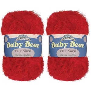 image:imageJubileeYarn Baby Bear Yarn  100gSkein Chunky Polyester Faux Fur  Shades of Blue  4 Skeins19 Red