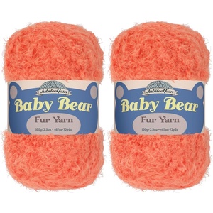 image:imageJubileeYarn Baby Bear Yarn  100gSkein Chunky Polyester Faux Fur  Shades of Blue  4 Skeins28 Living Coral