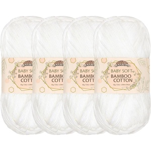 image:imageJubileeYarn Baby Soft Bamboo Cotton Yarn  50gSkein  Sand Cliff Brown  4 Skeins210 Cotton White