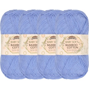 image:imageJubileeYarn Baby Soft Bamboo Cotton Yarn  50gSkein  Sand Cliff Brown  4 Skeins213 Glacier Blue