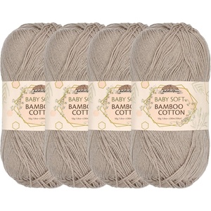 image:imageJubileeYarn Baby Soft Bamboo Cotton Yarn  50gSkein  Sand Cliff Brown  4 Skeins215 Sand Cliff Brown