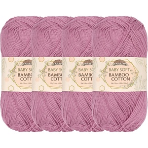 image:imageJubileeYarn Baby Soft Bamboo Cotton Yarn  50gSkein  Sand Cliff Brown  4 Skeins217 Cotton Candy