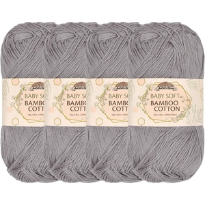 image:imageJubileeYarn Baby Soft Bamboo Cotton Yarn  50gSkein  Sand Cliff Brown  4 Skeins219 Smoky Sky