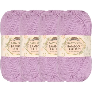 image:imageJubileeYarn Baby Soft Bamboo Cotton Yarn  50gSkein  Sand Cliff Brown  4 Skeins222 Lilacs