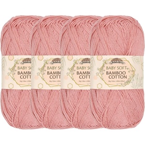 image:imageJubileeYarn Baby Soft Bamboo Cotton Yarn  50gSkein  Sand Cliff Brown  4 Skeins223 Dreamy Blush