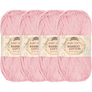 image:imageJubileeYarn Baby Soft Bamboo Cotton Yarn  50gSkein  Sand Cliff Brown  4 Skeins3305 Primrose Pink