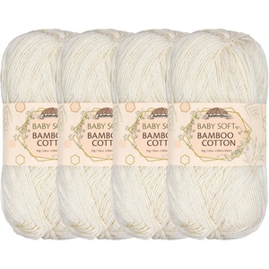 image:imageJubileeYarn Baby Soft Bamboo Cotton Yarn  50gSkein  Sand Cliff Brown  4 Skeins3403 Moon Beam