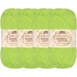 image:imageJubileeYarn Baby Soft Bamboo Cotton Yarn  50gSkein  Sand Cliff Brown  4 Skeins406 Avocado
