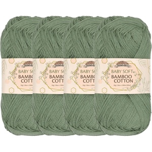 image:imageJubileeYarn Baby Soft Bamboo Cotton Yarn  50gSkein  Sand Cliff Brown  4 Skeins407 Burning Sage