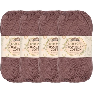 image:imageJubileeYarn Baby Soft Bamboo Cotton Yarn  50gSkein  Sand Cliff Brown  4 Skeins413 Caff Mocha