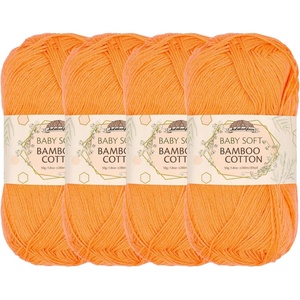 image:imageJubileeYarn Baby Soft Bamboo Cotton Yarn  50gSkein  Sand Cliff Brown  4 Skeins414 Fresh Nectarine