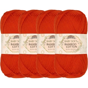 image:imageJubileeYarn Baby Soft Bamboo Cotton Yarn  50gSkein  Sand Cliff Brown  4 Skeins418 Cherry Red
