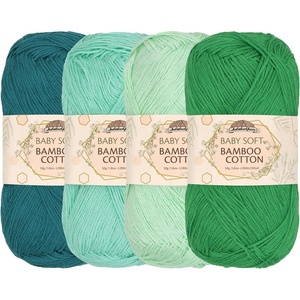 image:imageJubileeYarn Baby Soft Bamboo Cotton Yarn  50gSkein  Shades of Green  4 SkeinsShades of Green