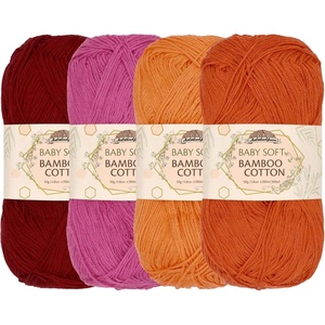 image:imageJubileeYarn Baby Soft Bamboo Cotton Yarn  50gSkein  Shades of Green  4 SkeinsShades of Orange
