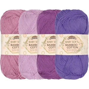 image:imageJubileeYarn Baby Soft Bamboo Cotton Yarn  50gSkein  Shades of Green  4 SkeinsShades of Purple