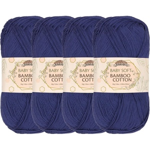 image:imageJubileeYarn Baby Soft Bamboo Cotton Yarn  50gSkein  Watermelon  4 Skeins214 Cold Night Blue