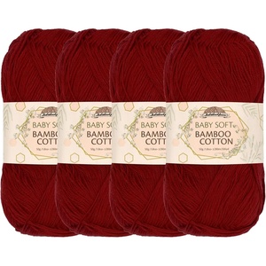 image:imageJubileeYarn Baby Soft Bamboo Cotton Yarn  50gSkein  Watermelon  4 Skeins216 Red Hot Red