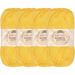image:imageJubileeYarn Baby Soft Bamboo Cotton Yarn  50gSkein  Watermelon  4 Skeins220 Daisy Yellow