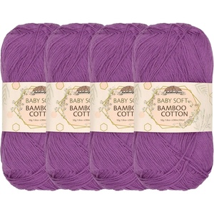 image:imageJubileeYarn Baby Soft Bamboo Cotton Yarn  50gSkein  Watermelon  4 Skeins3202 Deep Purple